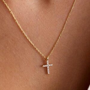 Argento Vivo Sterling Silver Gold Chain with Silver Cross Necklace